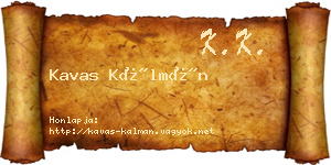 Kavas Kálmán névjegykártya